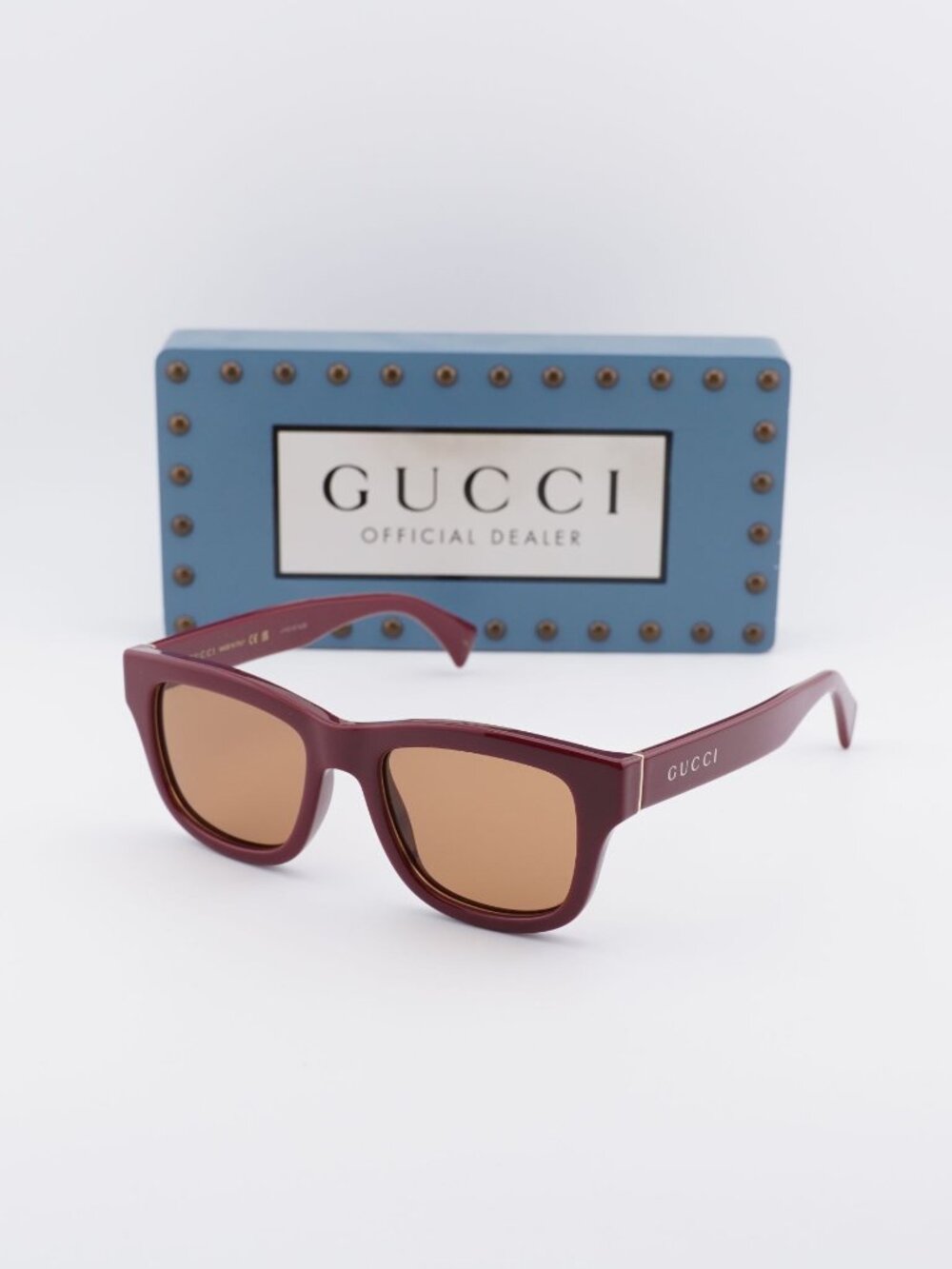 Gucci GG1135S 003 Square Sunglasses - Burgundy / Brown